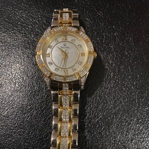 Ladies' Bulova Crystal Accent Two-Tone Watch